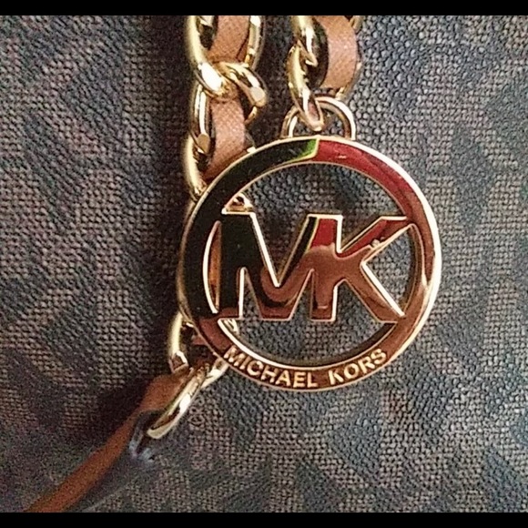 Michael Kors Women's Signature PVC Susannah Brown Large Tote Satchel - Picture 12 of 13